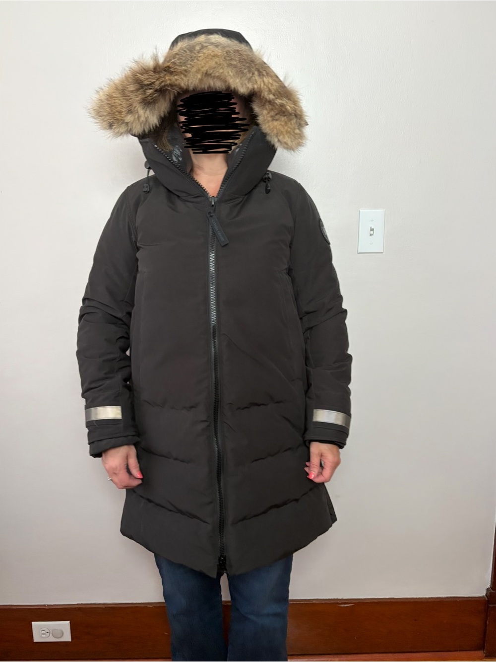 Canada Goose Black Hooded Parka with Fur-Trim Hood